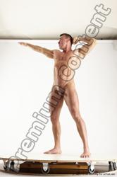 Nude Man White Standing poses - ALL Muscular Short Brown Standing poses - simple Multi angles poses Realistic